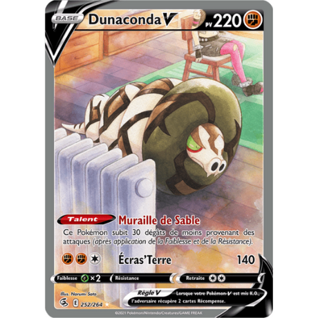 Carte Pokémon Dunaconda V SS05 252/264 Full Art - Epée et Bouclier Poing de Fusion